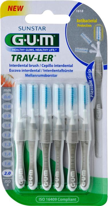 GUM SUNSTAR Trav-Ler ISO-Norm 6 cylindric grau (6 x, 2 mm)