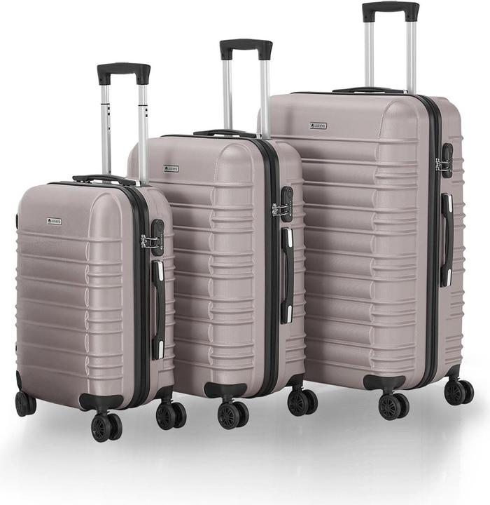 Juskys 3-teiliges Hartschalenkoffer-Set mit 360° Rollen (120 l, M (50 - 90l), XL (ab 115l))