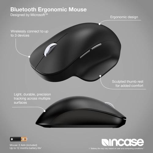 Immagine prodotto Incase Designed by Microsoft Bluetooth Ergonomic Mouse, Mano destra, Bluetooth, Nero (Senza fili)