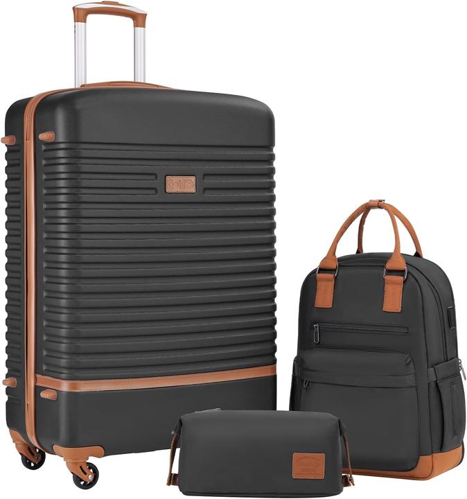 Coolife 3-teiliges Reisegepäck-Set (93 l, Handgepäck (bis 50l), L (90 - 115l))