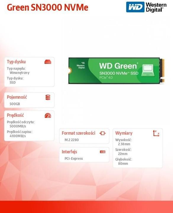 Immagine prodotto WD Green SN3000 (500 GB, M.2 2280)