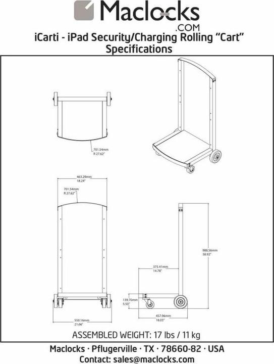 Actual product image Compulocks CartiPad Duo Tablet / Laptop Charging Rolling Cart 32 Devices EU Power Plug - Wa