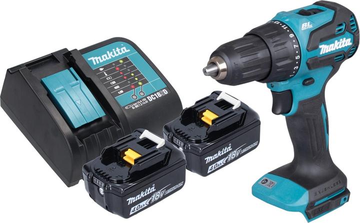 Produktbild Makita DHP 490 SM Akku Schlagbohrschrauber 18 V 65 Nm Brushless + 2x Akku 4,0 Ah + Ladegerät (Batteriebetrieb)