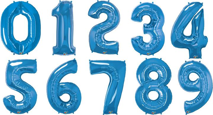 Actual product image Qualatex Number balloons in metallic sapphire colour 86cm (09) (1 x)