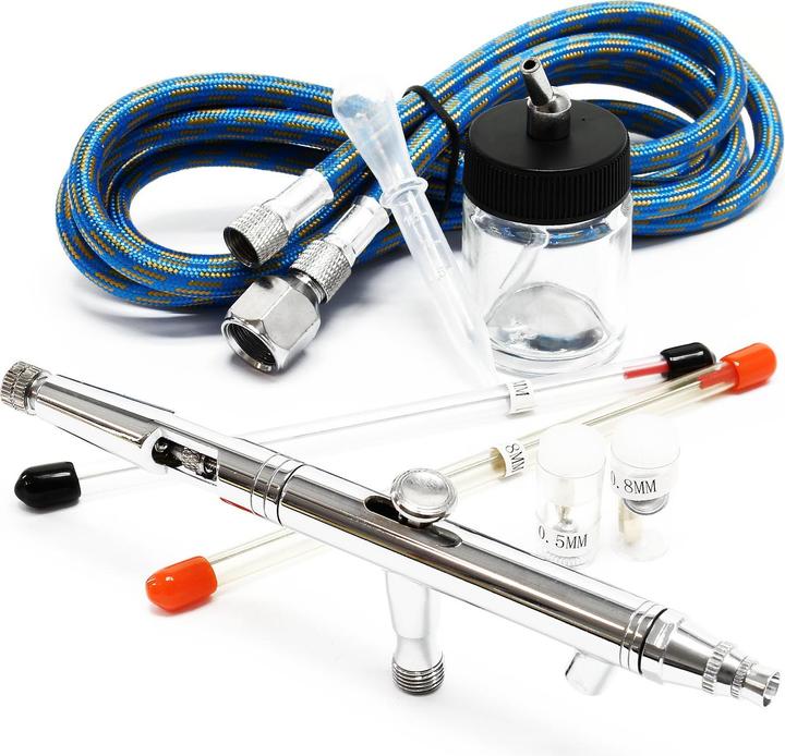 Produktbild Wiltec Airbrushpistole Spritzpistole Druckluft Typ 182K 0,3 0,5 0,8 mm Düsen Double