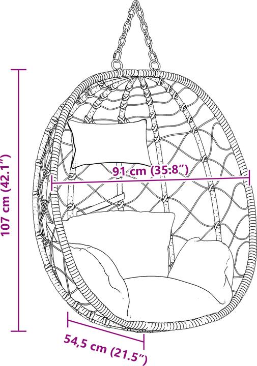 Actual product image VidaXL Hanging chair basket without frame poly rattan (120 kg)