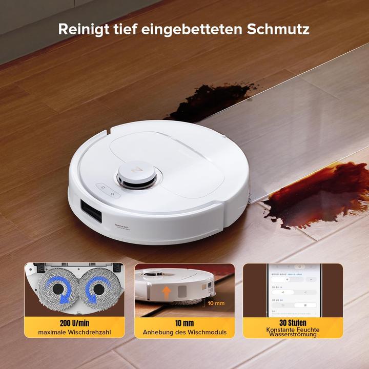 Produktbild Roborock Qrevo S5V Saugroboter mit Wischfunktion&Hebarem Wischmopp,Zero-Tangle System,12000Pa,Weiss (Saugroboter)