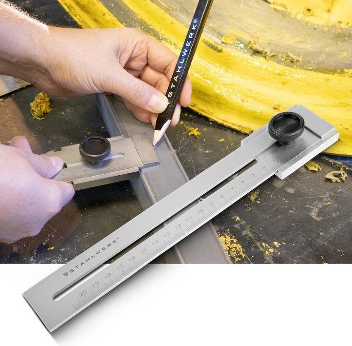 Image du produit Stahlwerk Mètre à tartiner avec plage de mesure de 200 mm et vernier de 0,1 mm en acier inoxydable (20 cm)