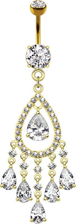 Star Piercing Banane 14k vergoldet mit Anhänger Kronleuchter (ohne Messing, Chirurgenstahl 316L)