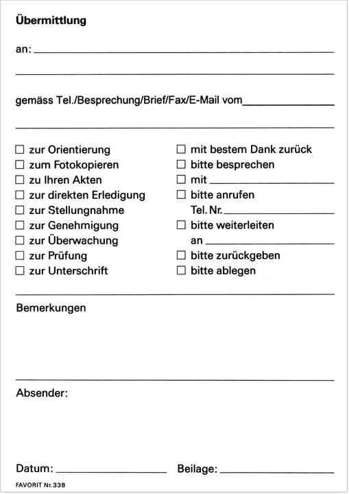 Produktbild Favorit Übermittlungsblock 338 (60 x)