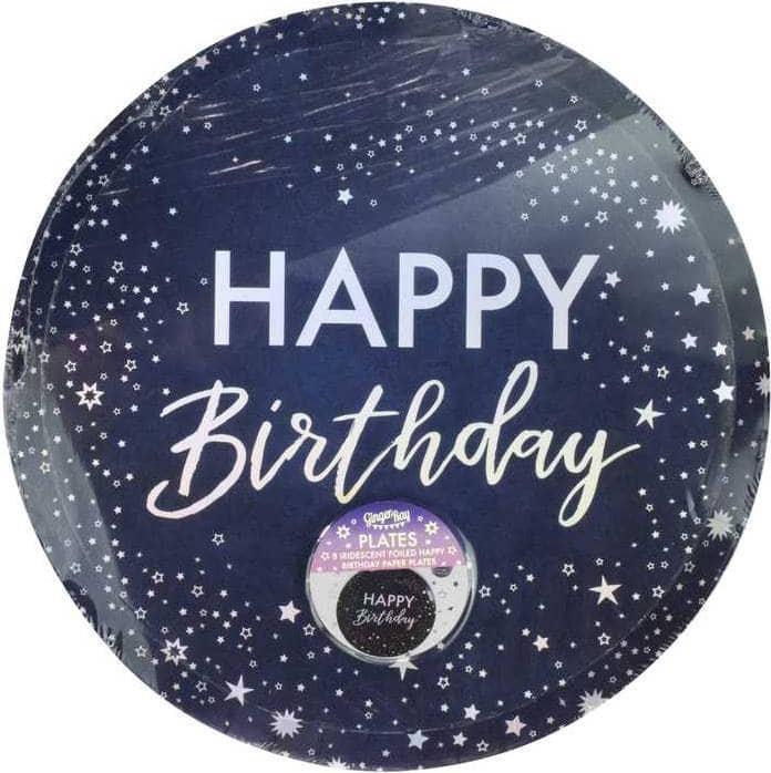 Immagine prodotto Ginger Ray Piatto party Buon compleanno blu scuro con stelle (1 x)