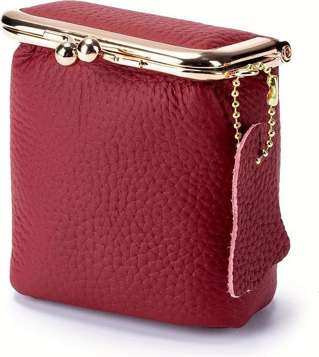 Only-Bags.Store Vintage Echtleder Mini Handtasche Organizer mit sicheren Kiss Lock - geräumige Geldbörse