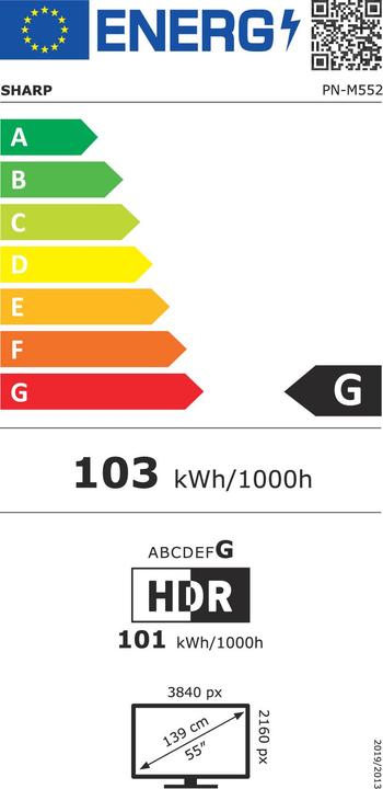 Label énergétique NEC Sharp Large Format Display M552 (3840 x 2160 pixels, 55")