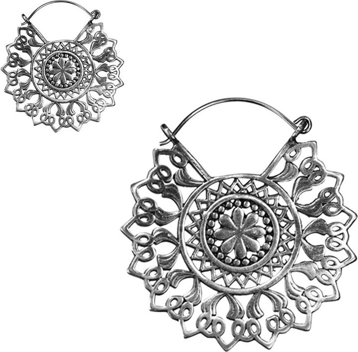 Star Piercing Ohrring silber Sonne mit Blume (Messing)