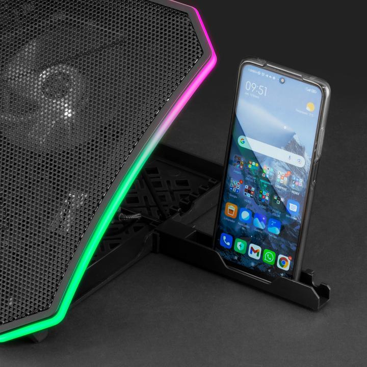 Actual product image Mars Gaming MNBC6, Cooling Base + Stand XL 19"" ARGB, 3 Fans, Mobile Stand