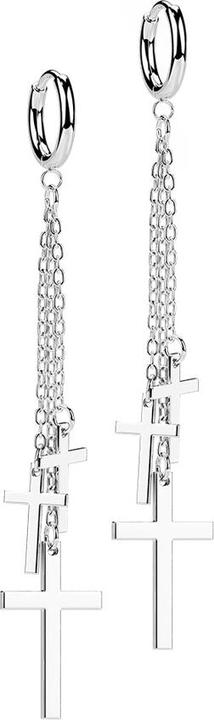 Star Piercing Ohrring silber Anhänger Kette drei Kreuze (ohne Messing, Chirurgenstahl 316L)