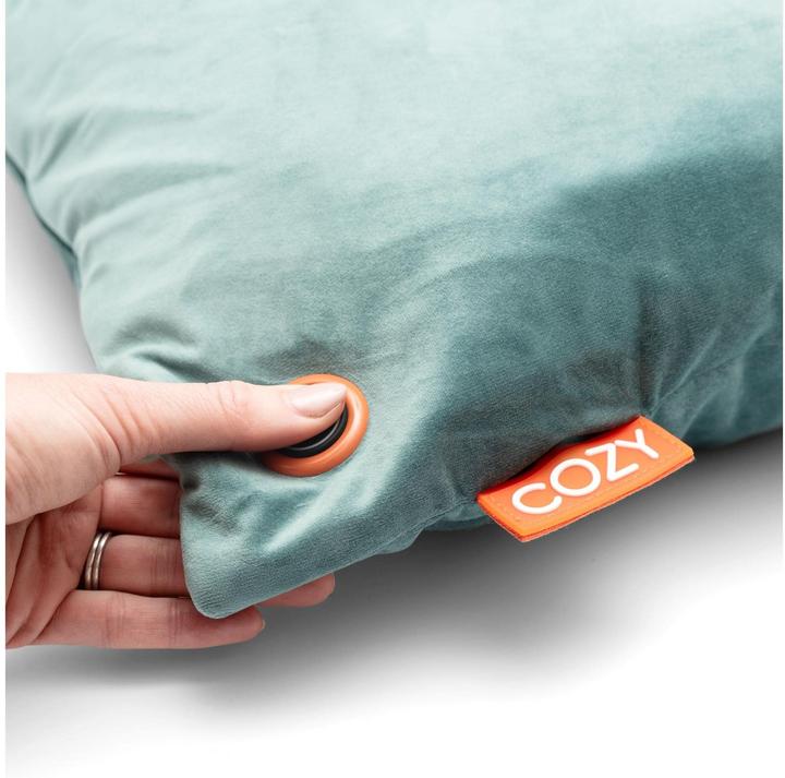 Image du produit Bodi-Tek Coussin chauffant Cozy Una Velvet Fonctionnement sur batterie, bleu-vert (45 x 45 cm)