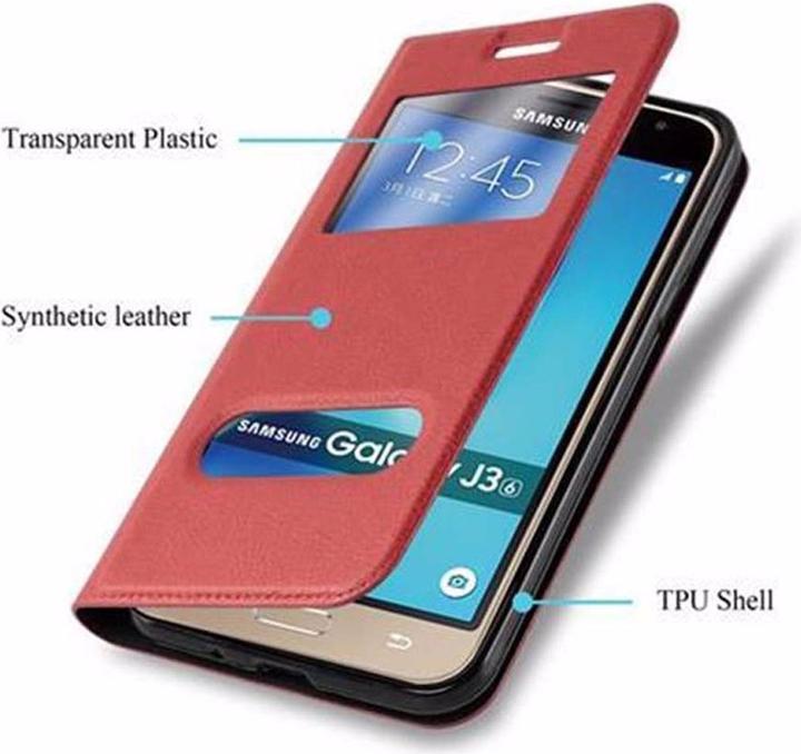 Actual product image Cadorabo Book with View double window cover (Samsung Galaxy J3)