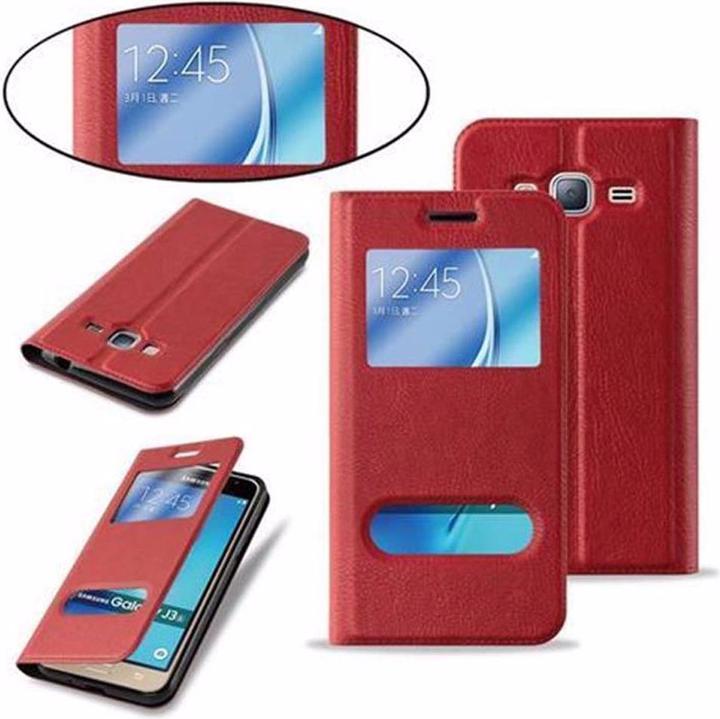 Actual product image Cadorabo Book with View double window cover (Samsung Galaxy J3)