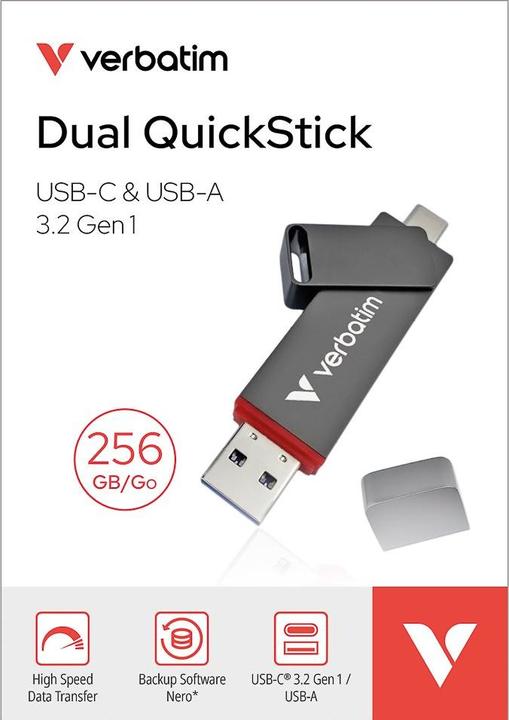Produktbild Verbatim Dual QuickStick (256 GB, USB-A, USB-C)