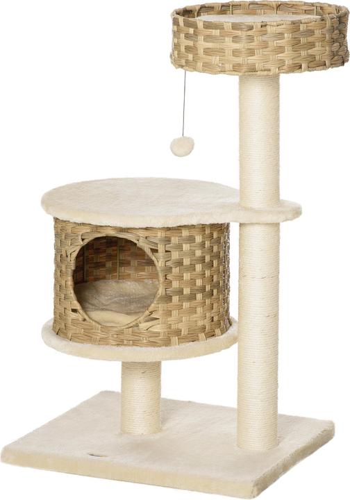 PawHut Arbre à chat avec niche pour chat (95 cm, Multicolore)