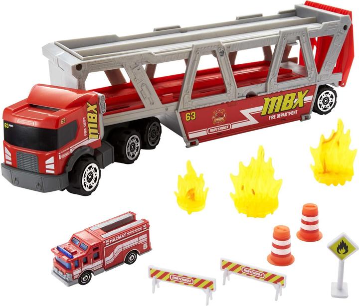 Actual product image Matchbox FIRE RESCUE HAULER Playset