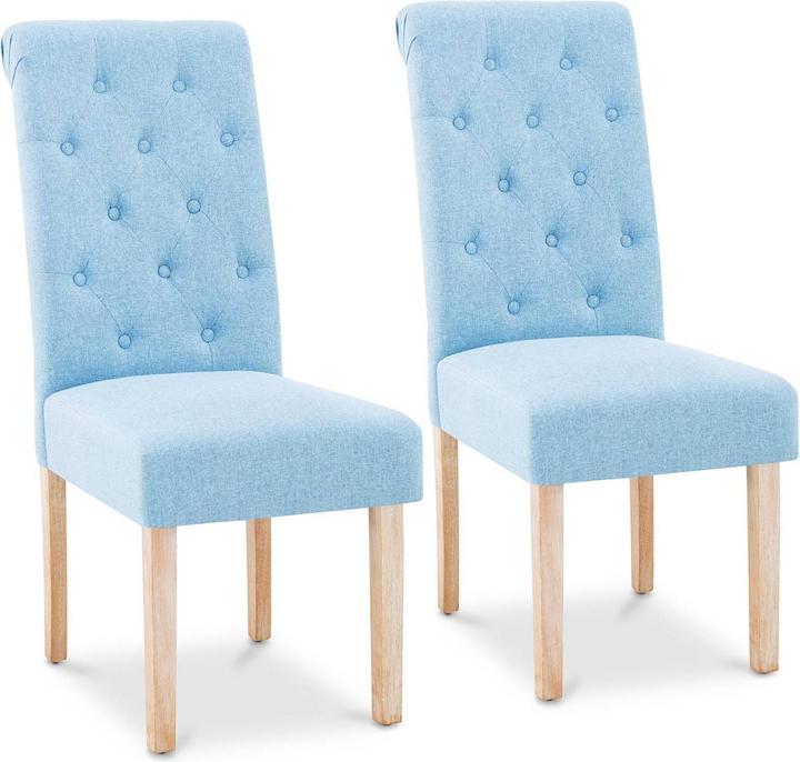 Fromm & Starck Polsterstuhl 2er Set Holzbeine bis 180 kg Hochlehner Esszimmerstuhl himmelblau