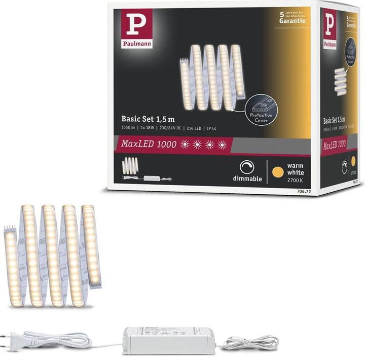 Immagine prodotto Paulmann Set di strisce MaxLED 1000 (Bianco caldo, 150 cm, Interno)
