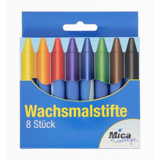 MICA College Jumbo Wachsmalstifte - 8er Set (Violett, Grün, Rosa, Rot, Blau, Gelb, Schwarz, 8 x)