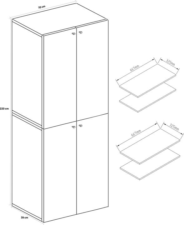 Nährwerte und Zutaten VCM Büroschrank Aktenschrank Lona 6fach (70 x 40 x 220 cm)