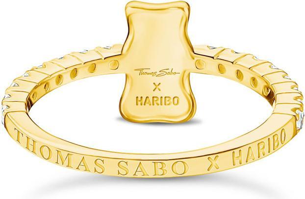 Immagine prodotto Thomas Sabo Ring mit HARIBO Goldbär und Steinen vergoldet (52, 925 Argento)