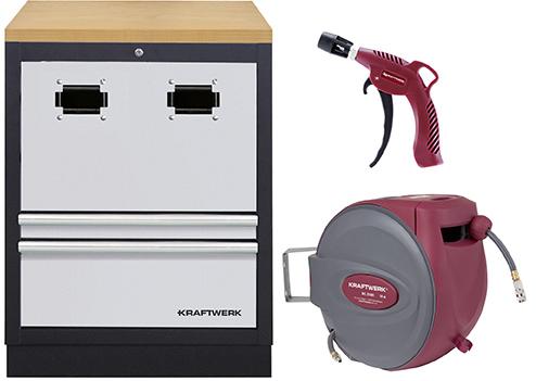 Kraftwerk Schrank Kabelaufroller+Multiplex Set (Holz)
