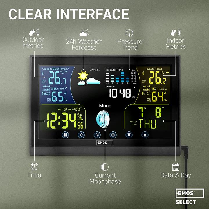 Produktbild Emos Wetterstation mit Funkuhr und Aussensensor