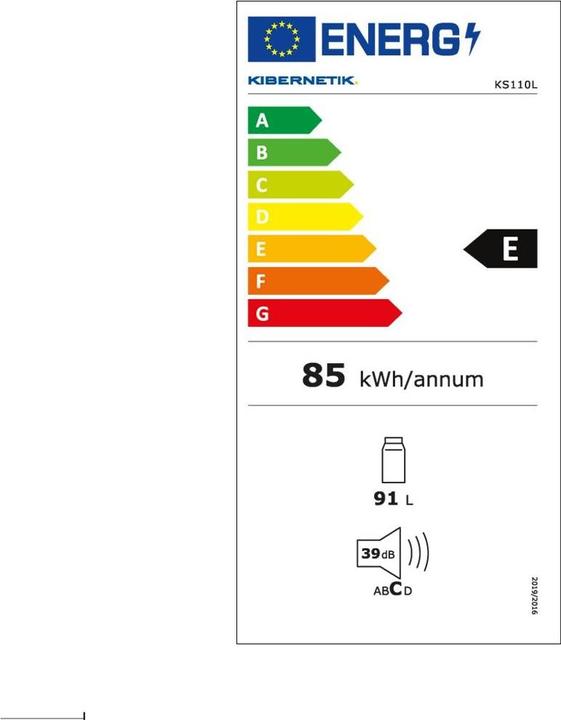 Etichetta energetica Kibernetik Ks110l (91 l)
