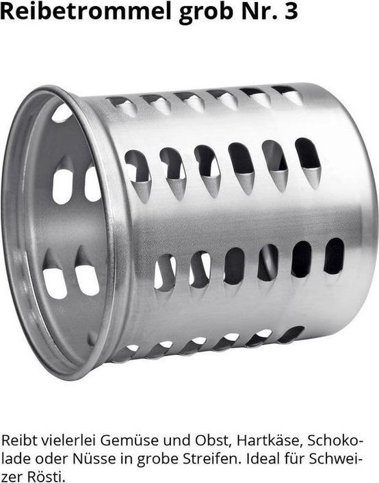 Actual product image Tromco Raffelvorsatz-Set Classic mit Trommel 1/2/3 (KitchenAid/Electrolux/AEG)