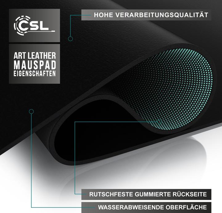 Immagine prodotto CSL Tappetino per mouse, tappetino per mouse XXL, elegante look in pelle, tappetino da scrivania 900 x (XXL)