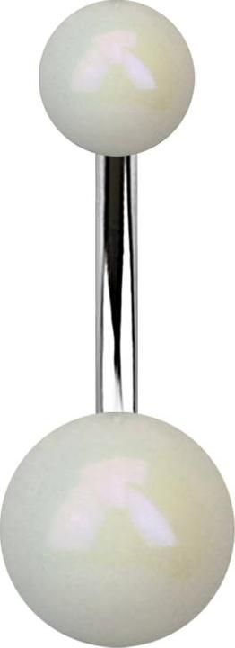 Star Piercing Banane silber mit zwei Kugeln metallbeschichtet weiss (ohne Messing, Chirurgenstahl 316L, Acryl)