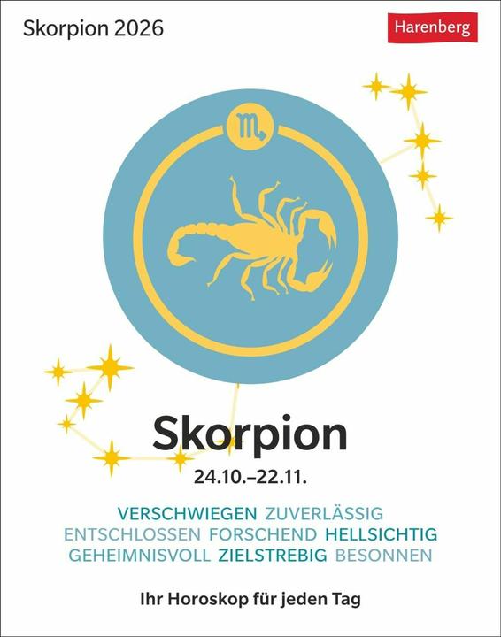 Energie-Label Harenberg Skorpion Sternzeichenkalender 2026 - Tagesabreisskalender - Ihr Horoskop für jeden Tag (Harter Einband, Deutsch)