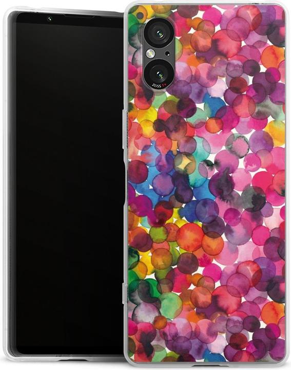 Produktbild DeinDesign Silikon Hülle für Sony Xperia 5 V Handyhülle Case Smartphone Schutzhülle Punkte Wasserfarbe bunt (Sony Xperia 5 V)