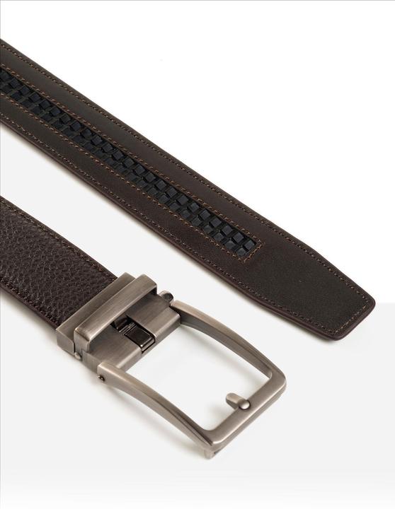 Actual product image Monti Leather belt YALE 3.5 cm wide, automatic buckle, infinitely variable (85)