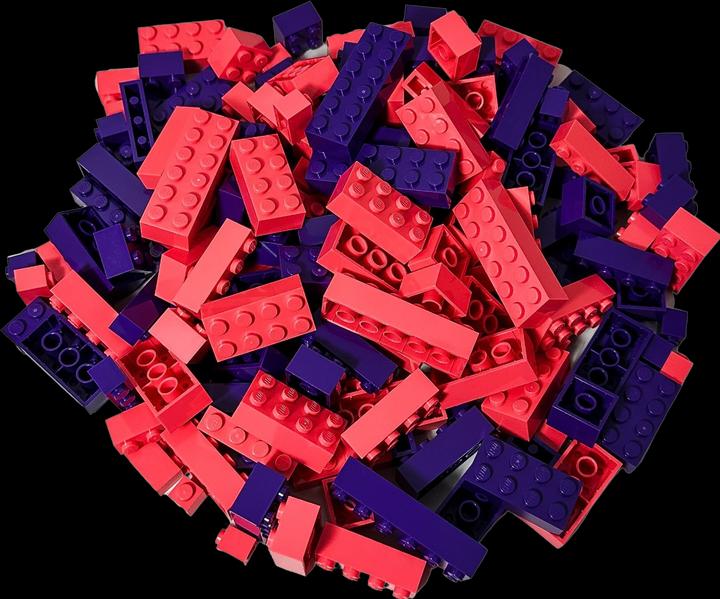Actual product image LEGO Building Blocks Basic Mixed - High bricks Pink & Purple - NEW! Quantity 200x (LEGO Classic)
