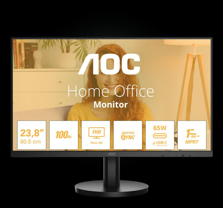 Image du produit AOC 24B3CA2 Moniteur IPS,,, 4ms, 1x HDMI/1x USB-C/2x USB 3.2, haut-parleurs (1920 x 1080 pixels, 23.80")