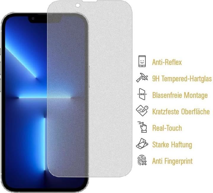 Produktbild Protectorking 4x Echtes Tempered 9H Panzerhartglas Matt Entspiegelt (4 Stück, Apple iPhone 13 Pro)
