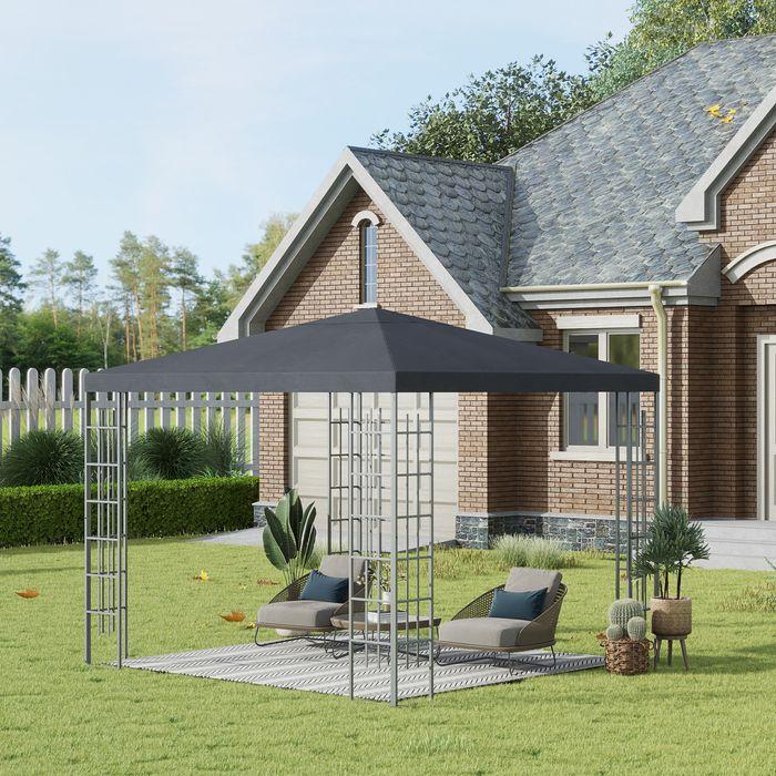 Produktbild Swisshandel24 Gartenpavillon 3x3m Stabiles Pavillon Gartenzelt, Festzelt, Partyzelt, Stahl, Polyester, Grau (295 cm, 295 cm)