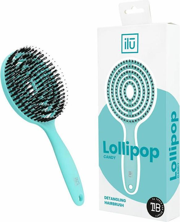 Tools for Beauty T4B ILU LOLLIPOP CANDY Detangling Hairbrush for Wet and Dry Hair with Durable Vegan Bristles - Ocean