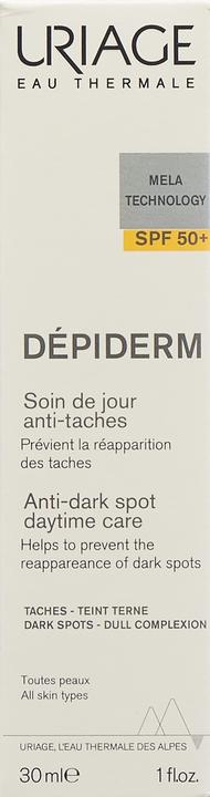 Nutritional values and ingredients Uriage Dépiderm Anti-Spot Day Care SPF50+ Fl 30 ml (Suntan cream, SPF 50, 30 ml, 66 g)