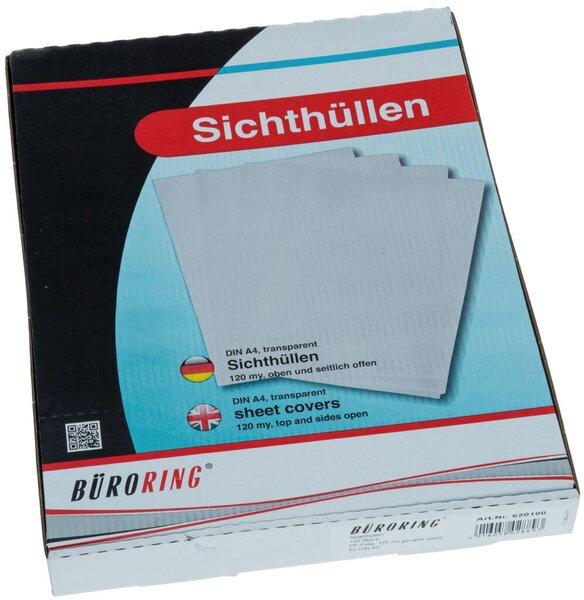 Actual product image Büroring Aktenhülle DIN A4, violett, PP-Folie, 120 my, Oberfläche genarbt, 100 Hüllen (A4, 100 x)