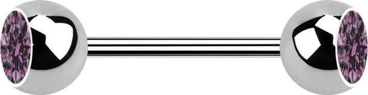 Star Piercing Micro Barbell silber mit zwei Kugeln Kristall hellviolett (ohne Messing, Titan G23)