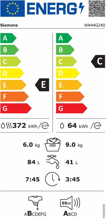 Etichetta energetica Siemens WN44G240