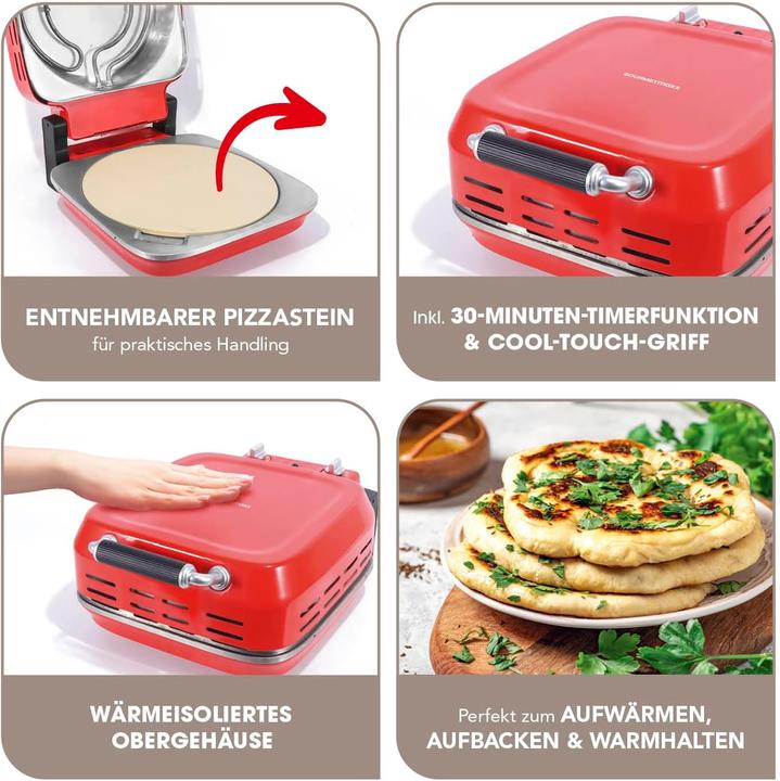 Image du produit Gourmetmaxx Four à pizza Ø 30 cm, Rouge